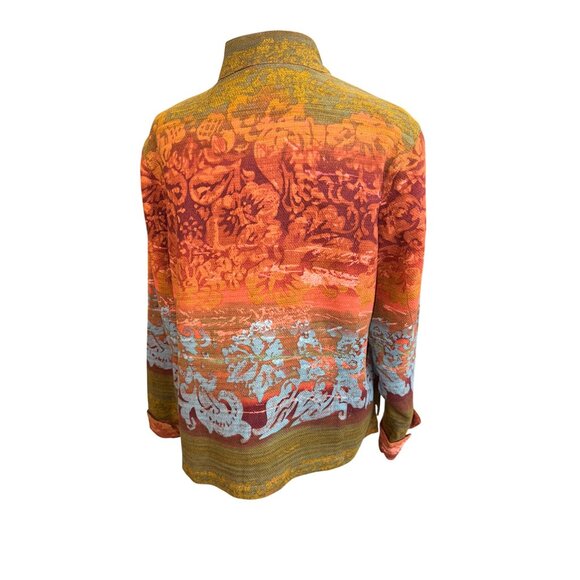 New Coldwater Creek Southwestern Artsy Multicolor Jacket L Linen Cardigan Office - Picture 2 of 9
